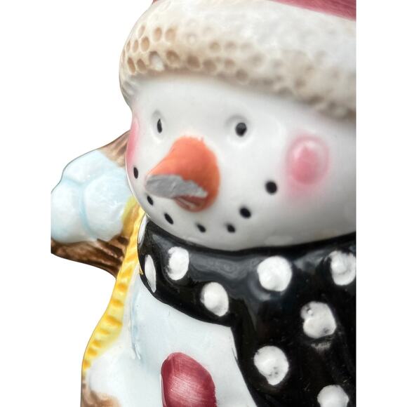 ☃️ Let It Snow Snowman Salt & Pepper Shakers Ceramic Holiday Winter Cottage - Picture 4 of 5
